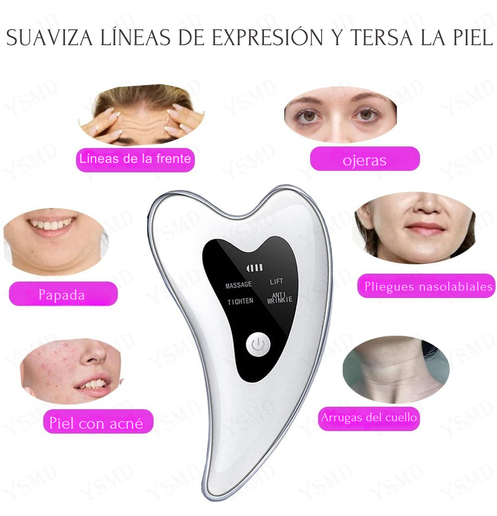 Masajeador Facial Eléctrico Gua Sha con Terapia de Luz y Calor